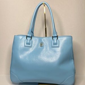 TORY BURCH Robinson Saffiano Leather Tote Bag Morning Sky $575